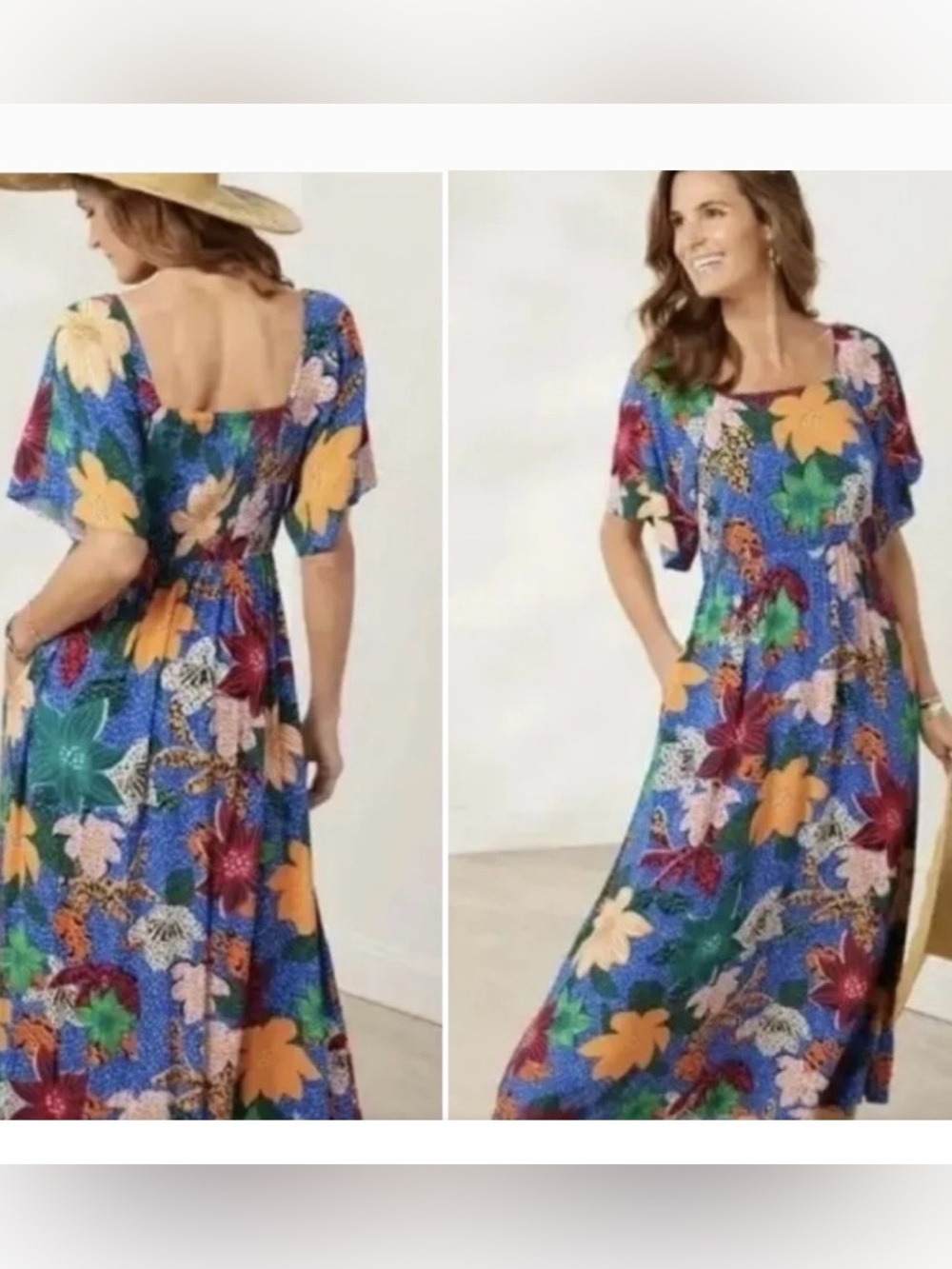 Soft Surroundings Dress Women Simona Floral Color Tropical Long Maxi Size M